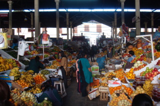 a group of people at a market
