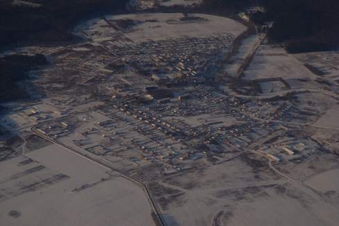 an aerial view of a town