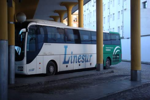 a bus parked at a bus station