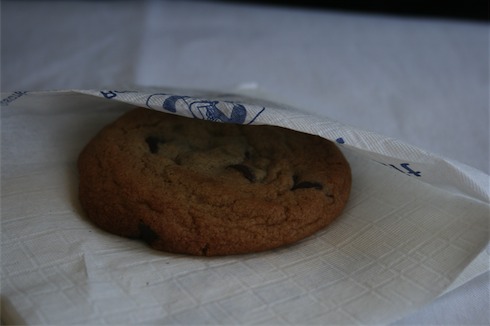 a cookie on a paper towel