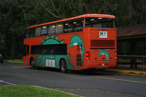 a double decker bus on the road