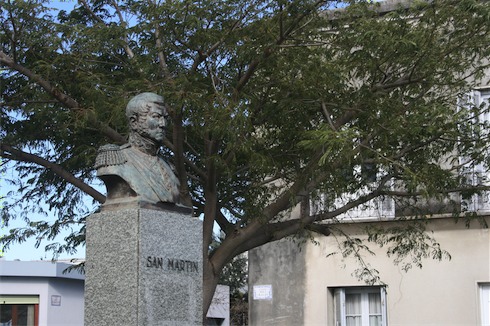 a statue of a man in front of a tree