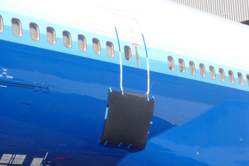 a close-up of a passenger plane