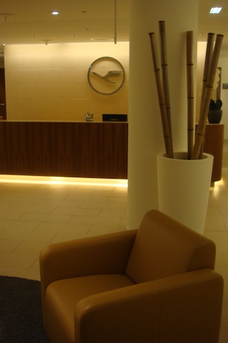 a chair in a lobby