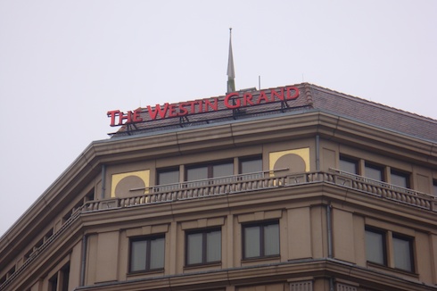 a building with a sign on top