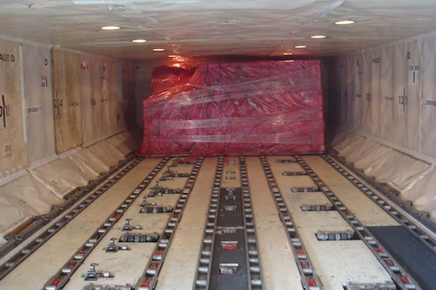 a large box inside a cargo trailer
