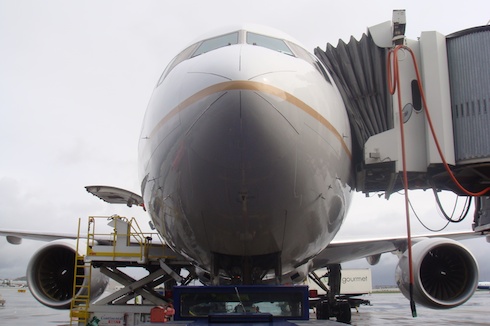 a close-up of an airplane