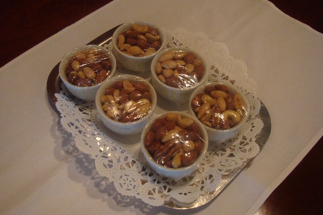 a tray of nuts on a table