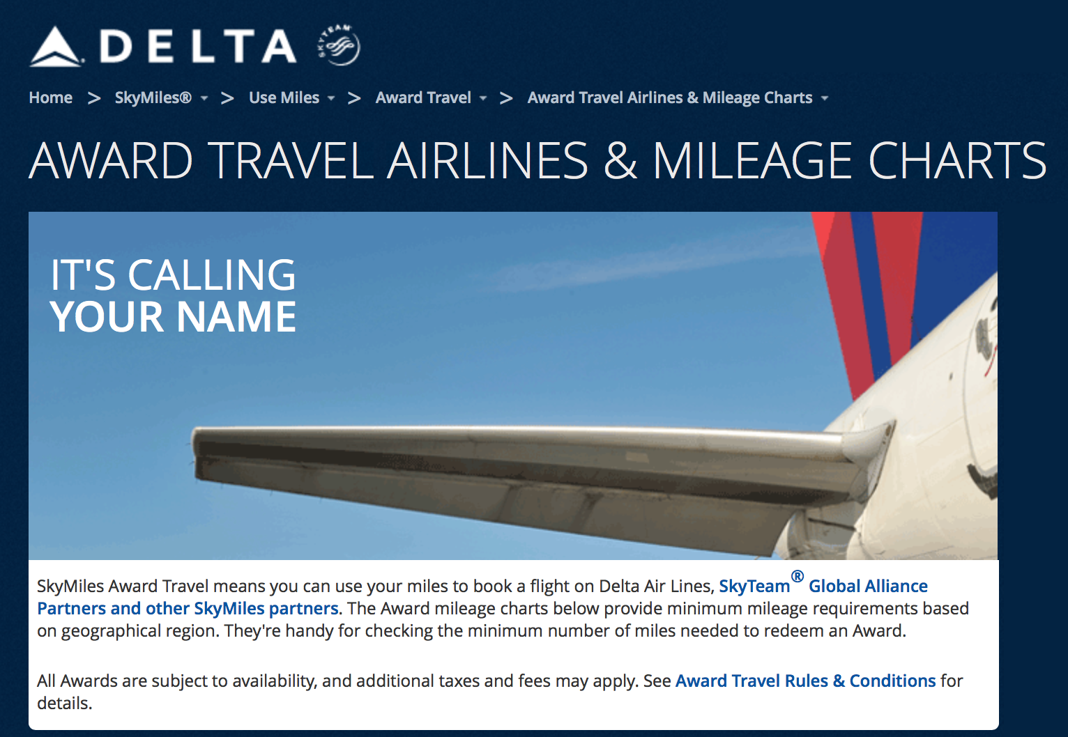 Delta Air Mileage Chart
