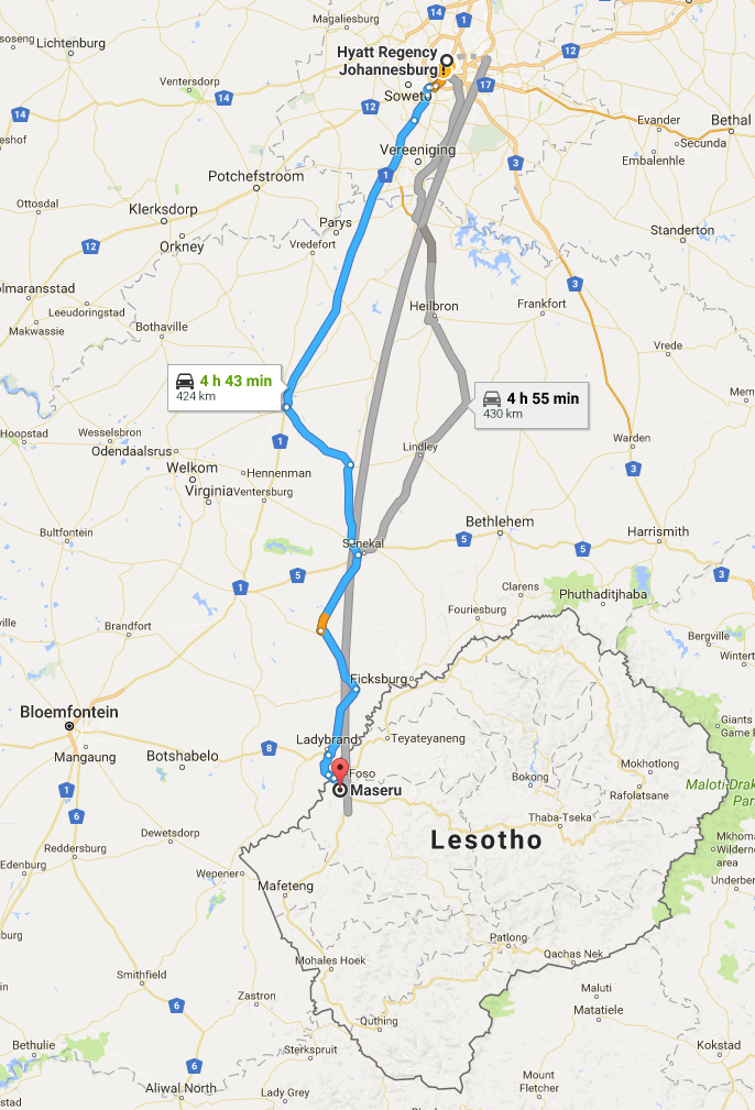Lesotho Road Trip Map
