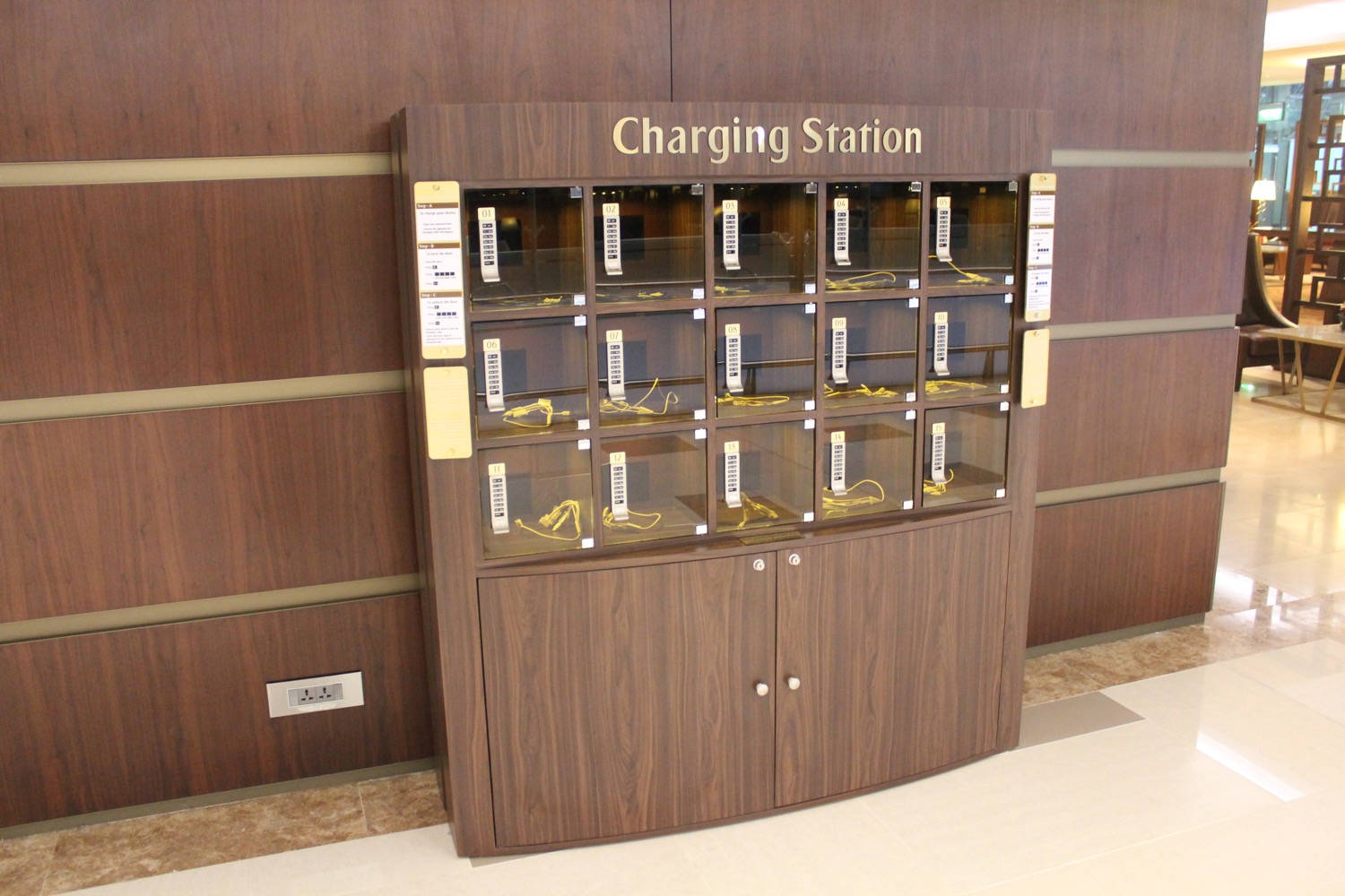 a charging station with many charging cords