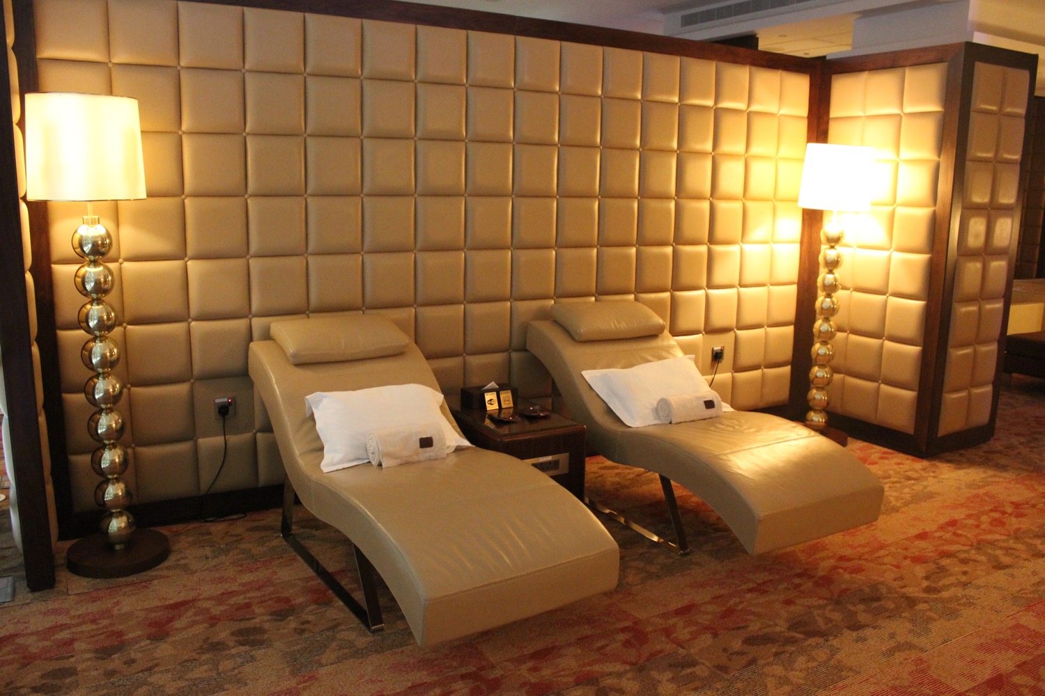 a lounge chairs in a room