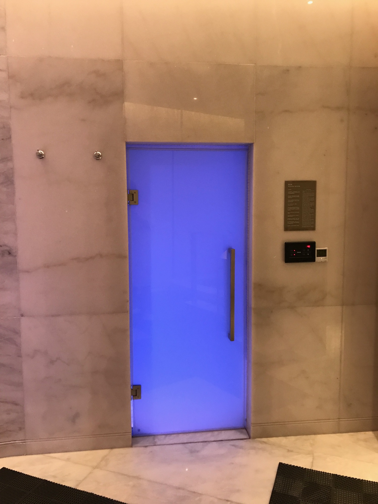 a blue door in a room