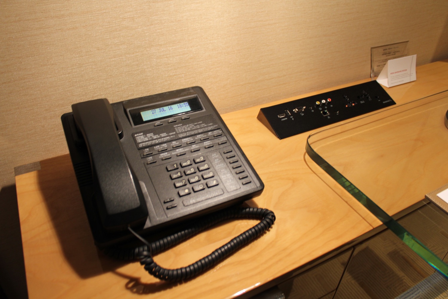 a telephone on a desk