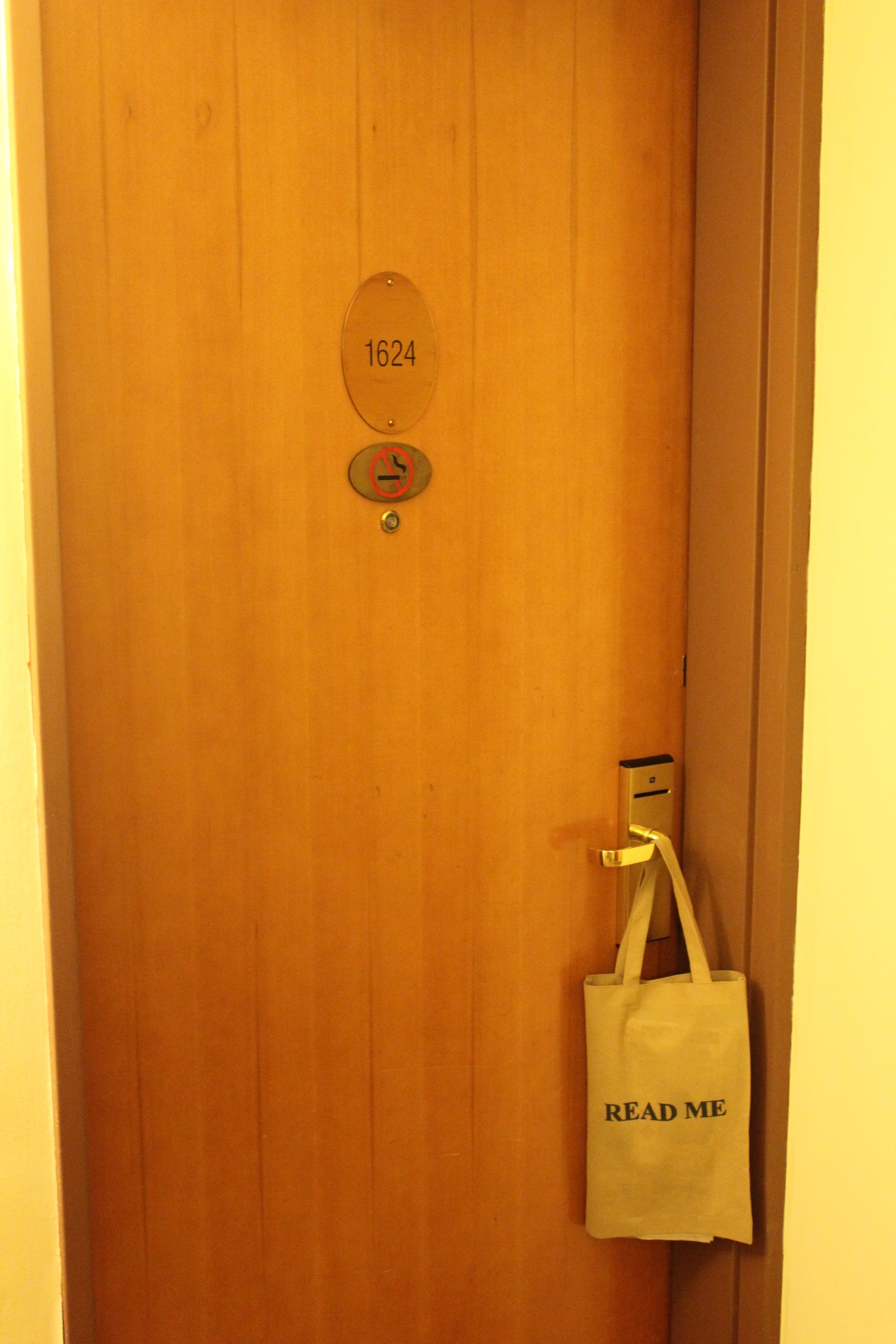 a door with a bag on it