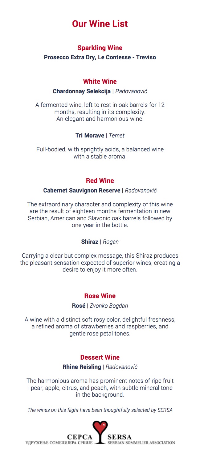 a menu of wine with text