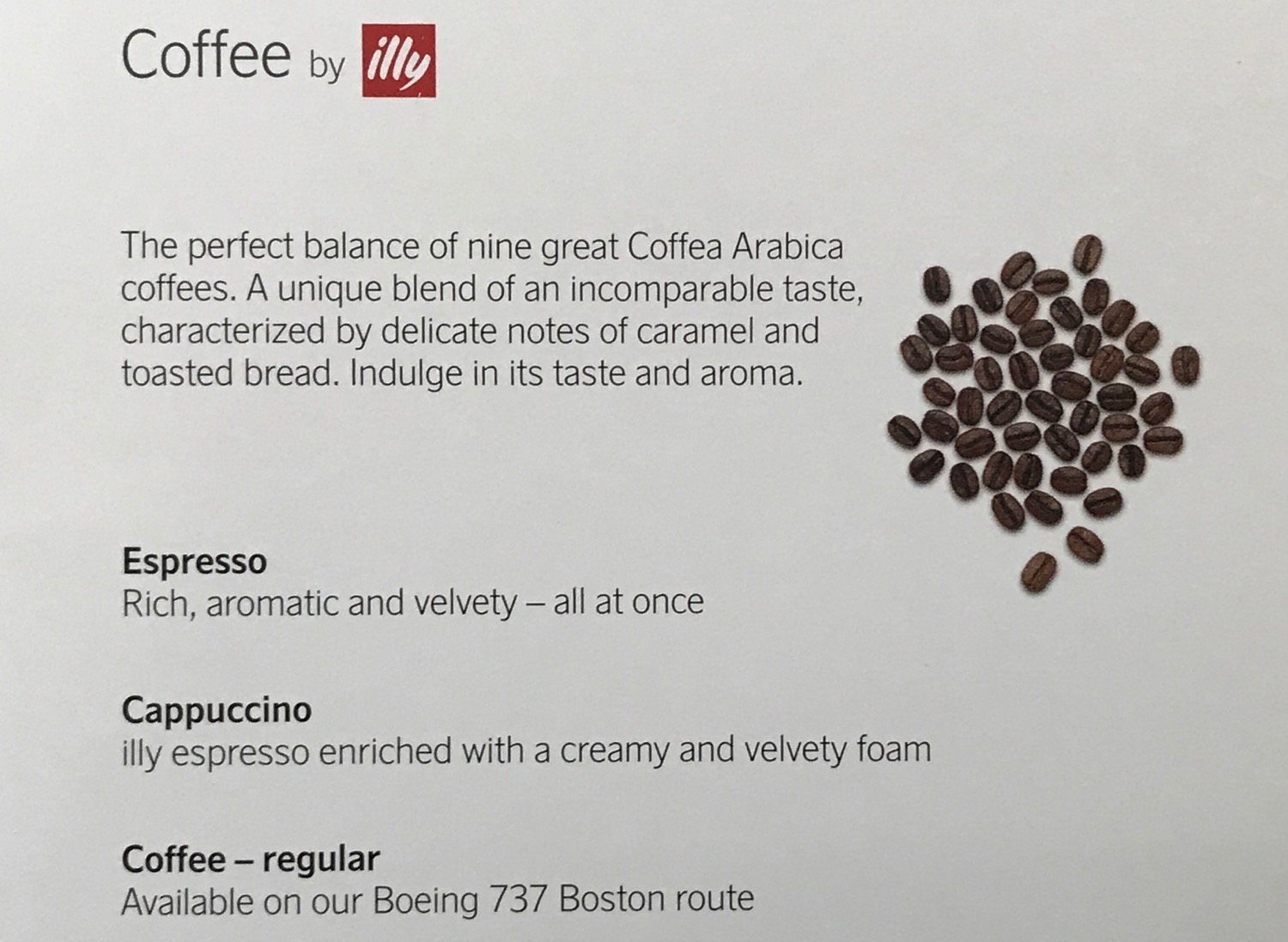 a menu with coffee beans on it