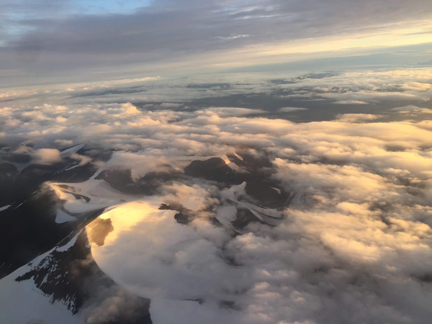 clouds and mountains from above