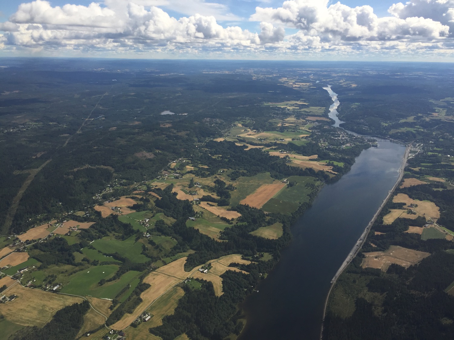 aerial view of a river and land
