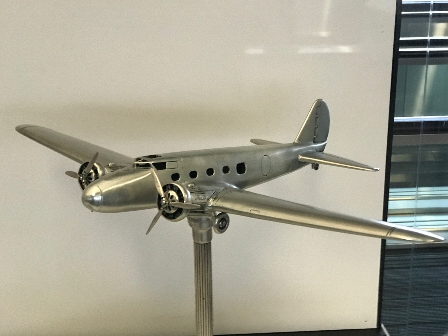 a model airplane on a stand