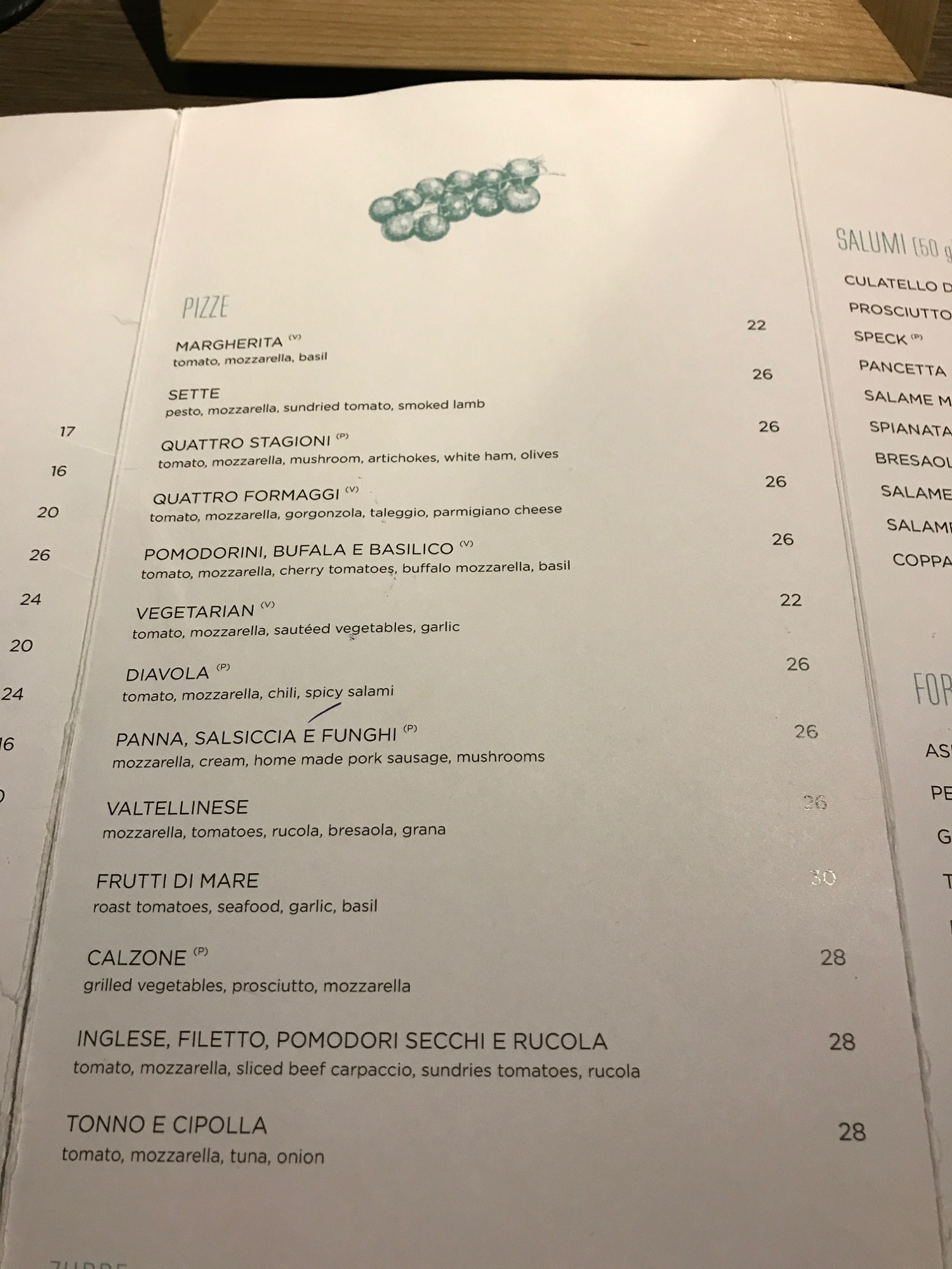 a menu with a picture of a pearl on it