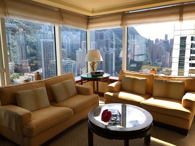 Conrad Hong Kong sitting room in upgraded suite.