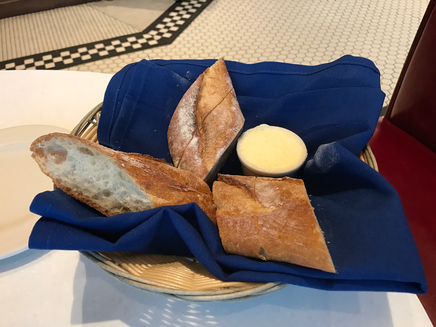 a basket of bread and butter