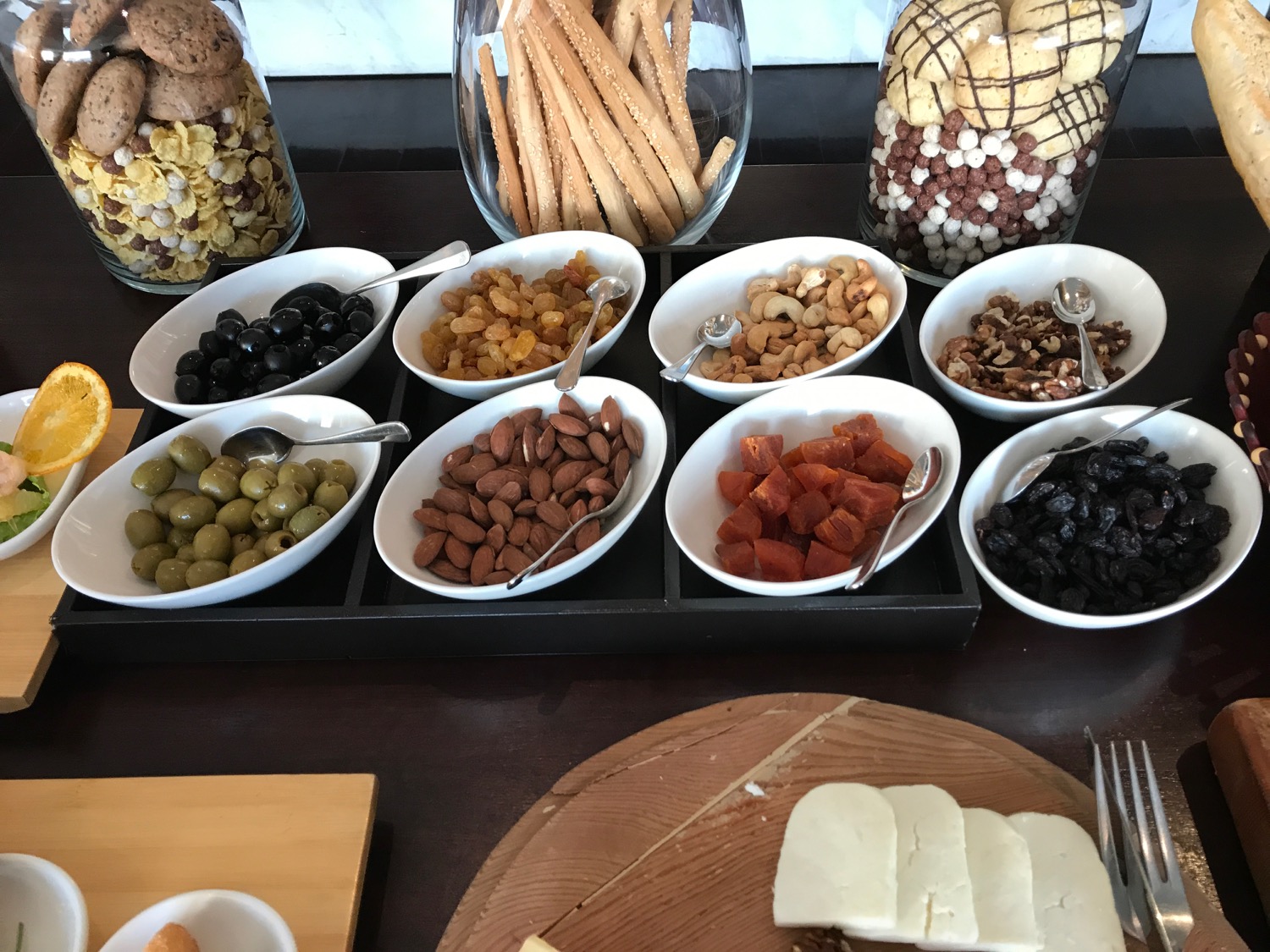a table with different types of food