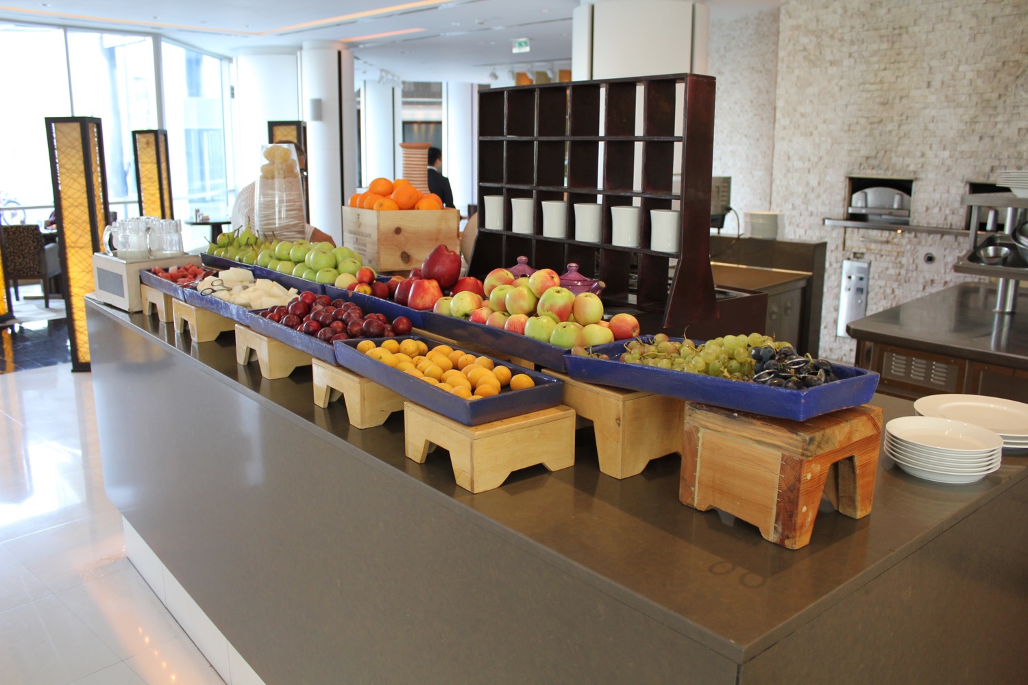 a display of fruit on a counter
