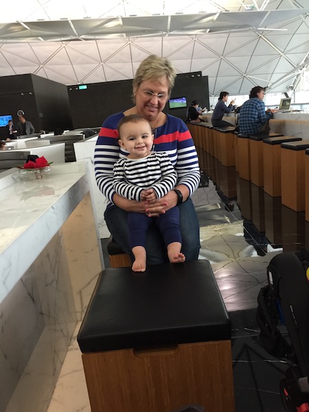 Lucy enjoys the Cathay lounge with her grandma