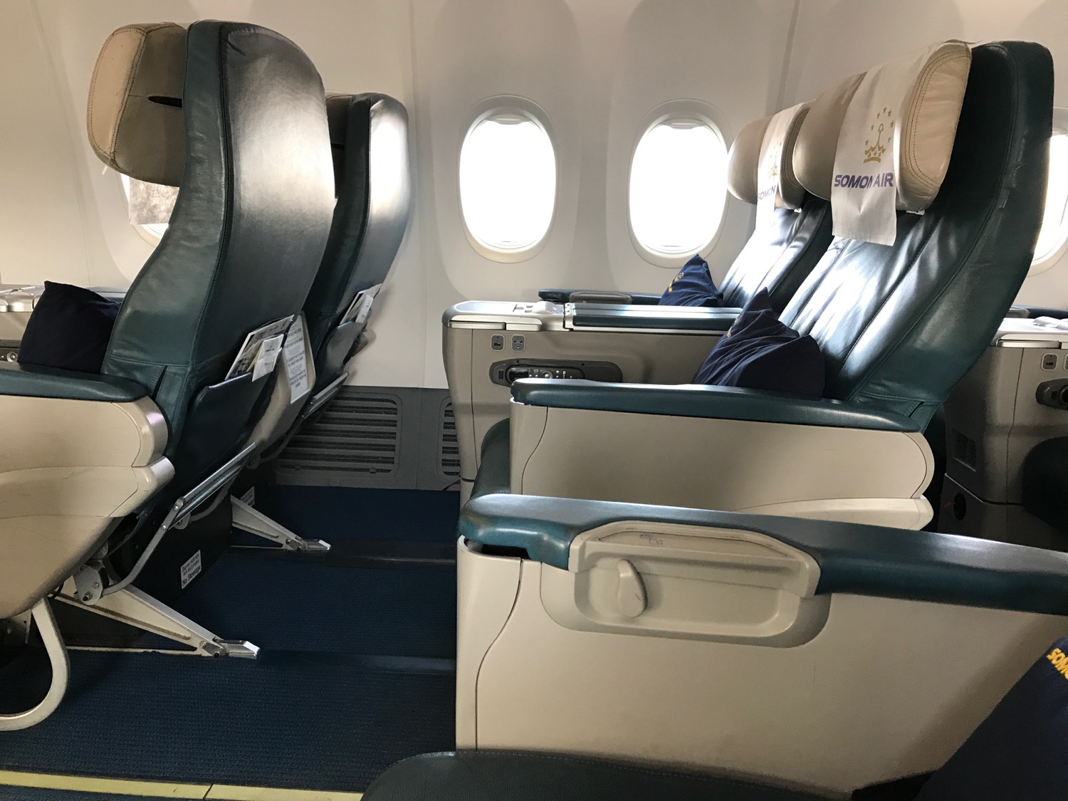 the seats in an airplane