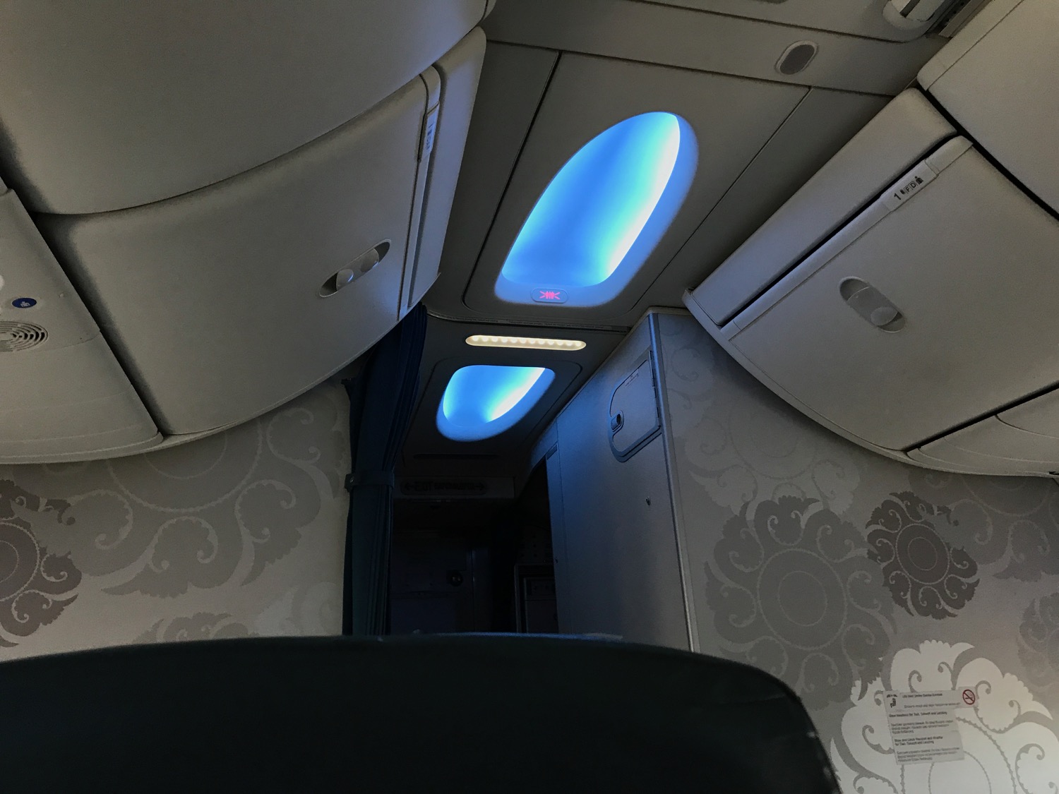 a view of the interior of an airplane