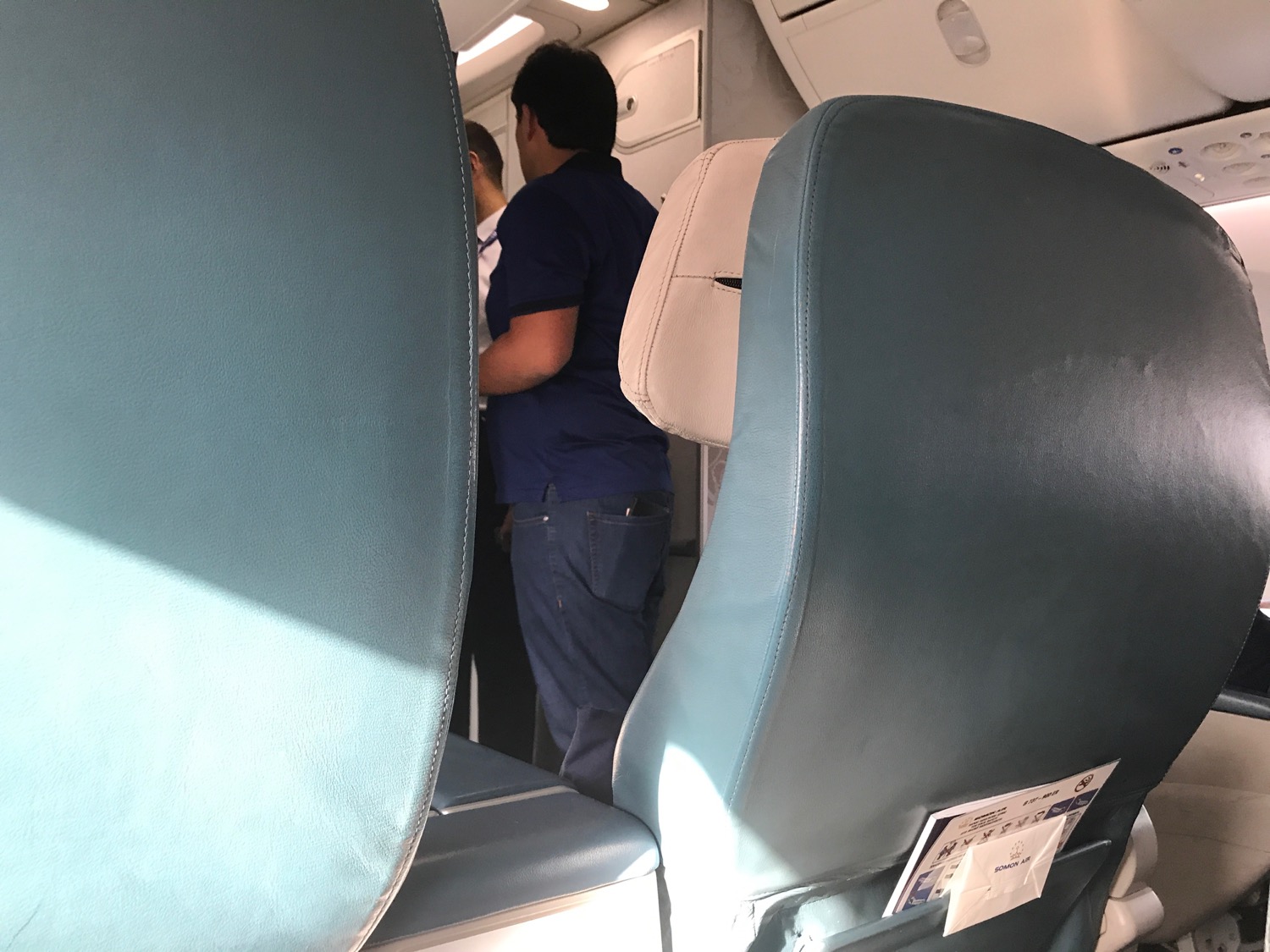a man standing in a plane