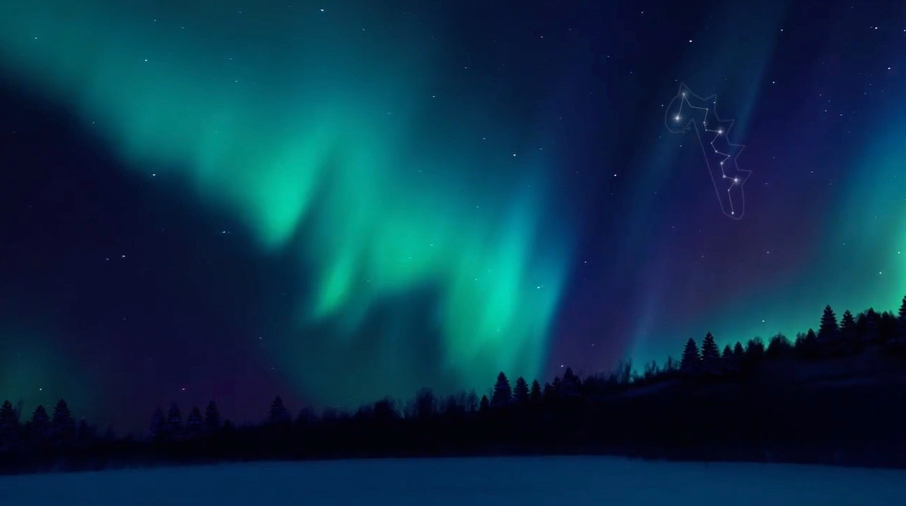 a green and purple aurora borealis in the sky
