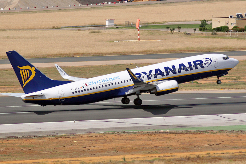 RyanAir 737-800 flying somewhere for practically nothing.