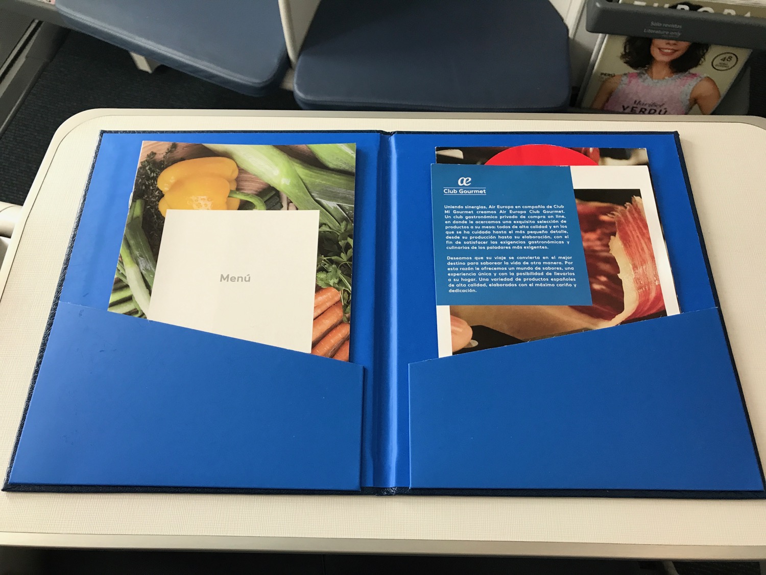 a blue folder with a blue cover and a white label