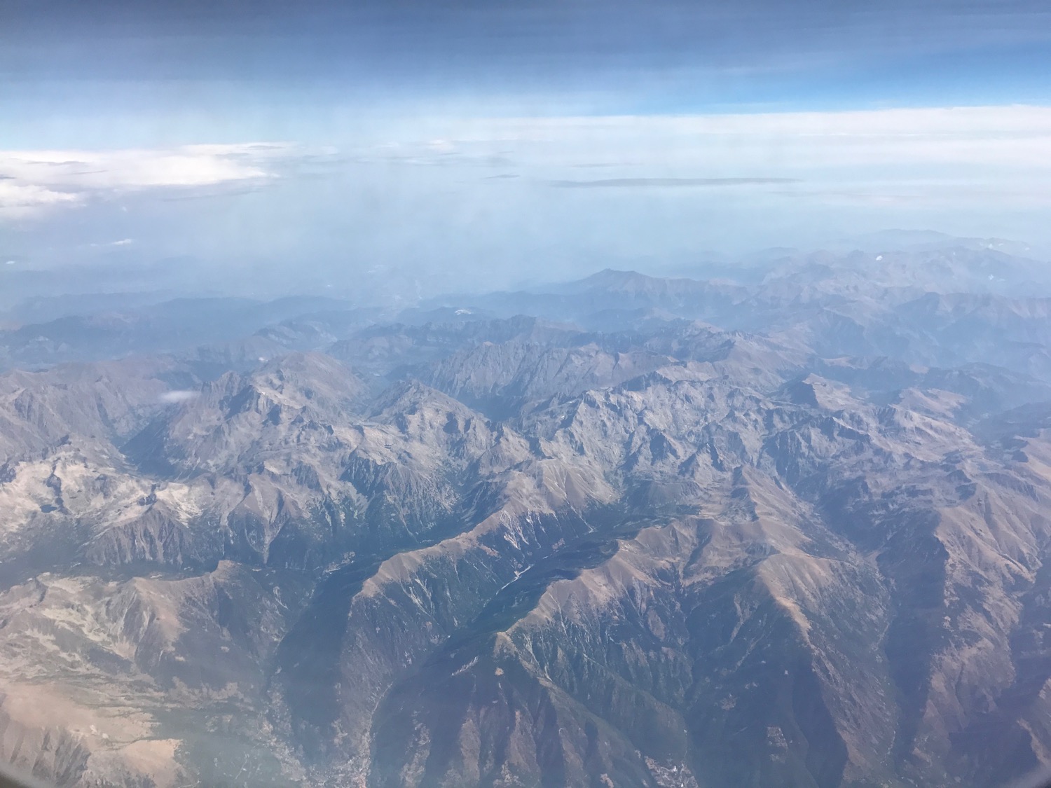aerial view of mountains from an airplane