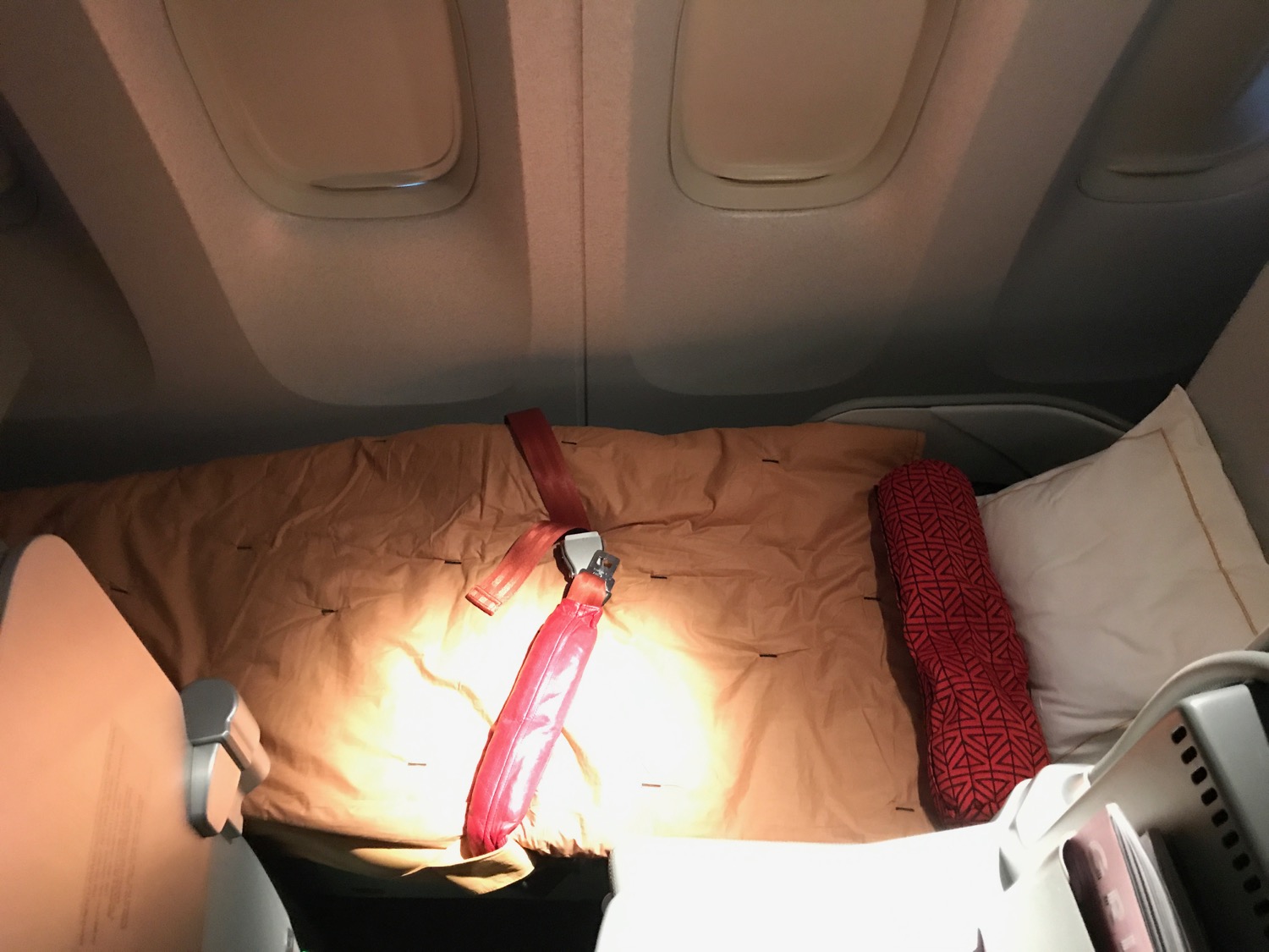 seat belt on a bed
