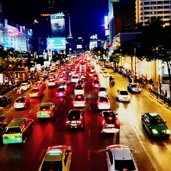 Bangkok taxis fill the street