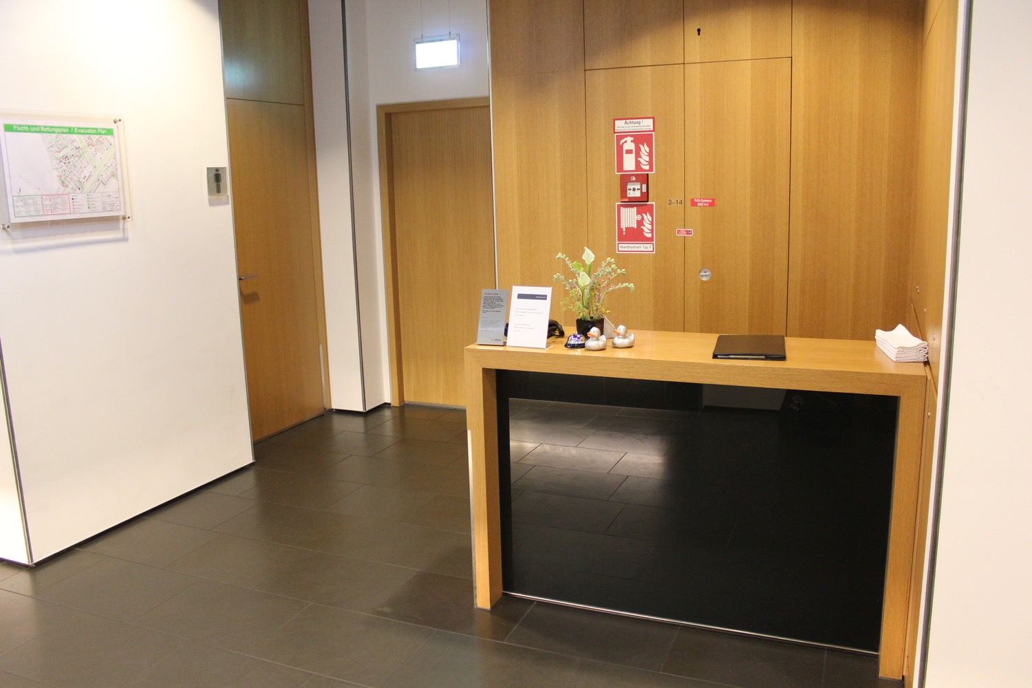 a desk in a building