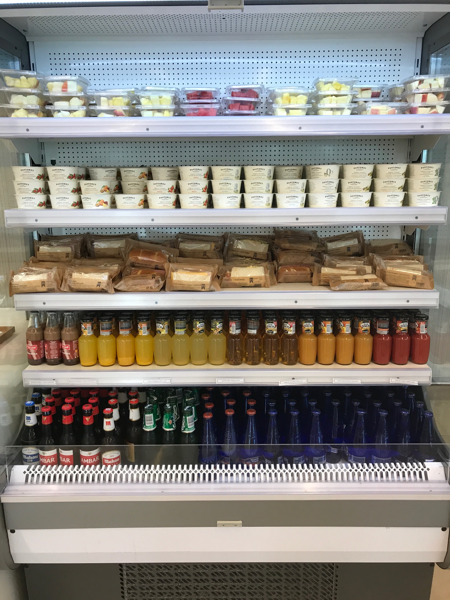 shelves of food and drinks