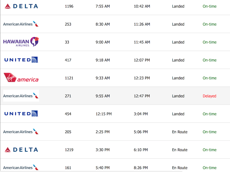LAX-OGG (Maui) - images truncated at bottom, excludes one United additional flight