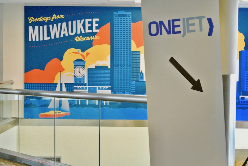 OneJet gates are downstairs at Tarmac level in Milwaukee.
