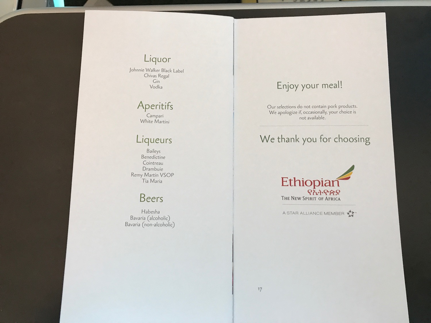 a menu open to show the menu