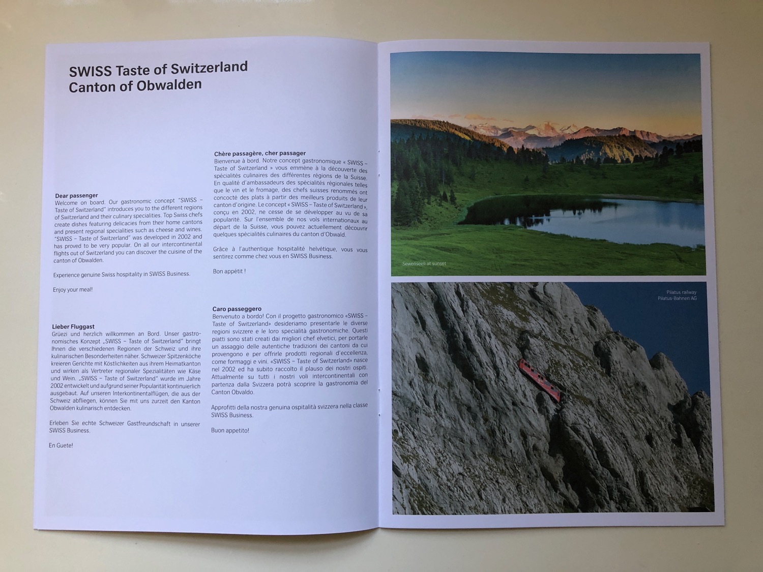 a book with pictures of mountains and trees