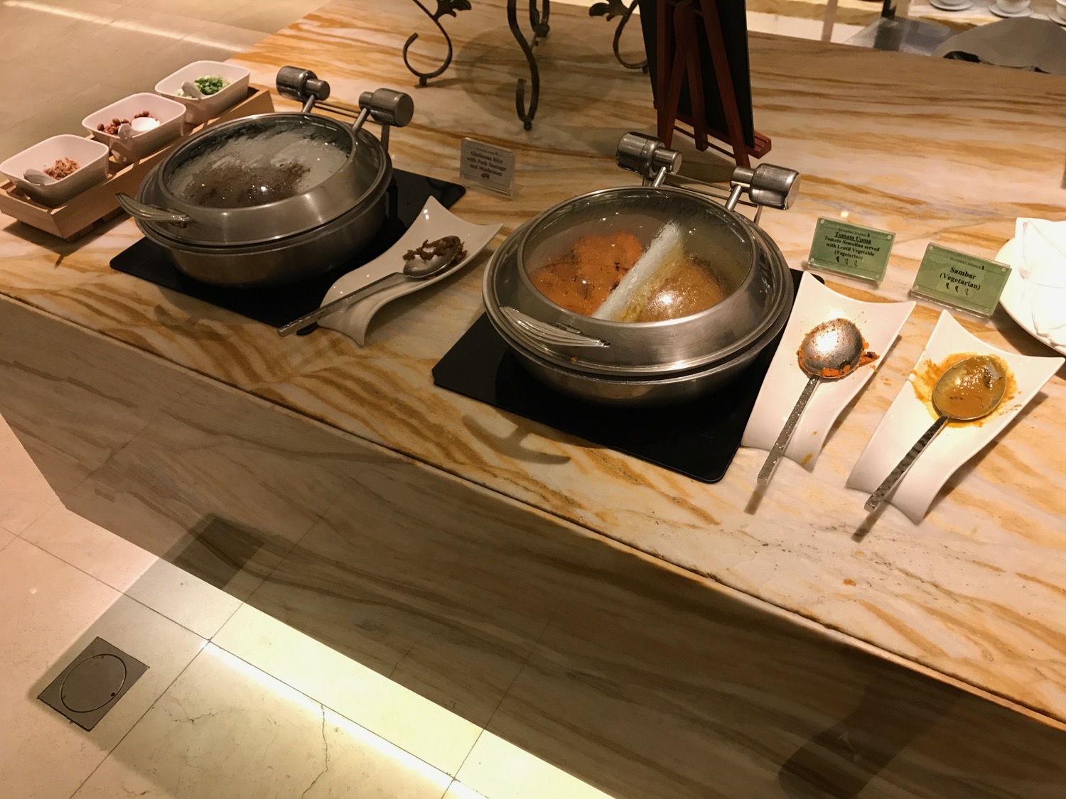 food in a buffet table