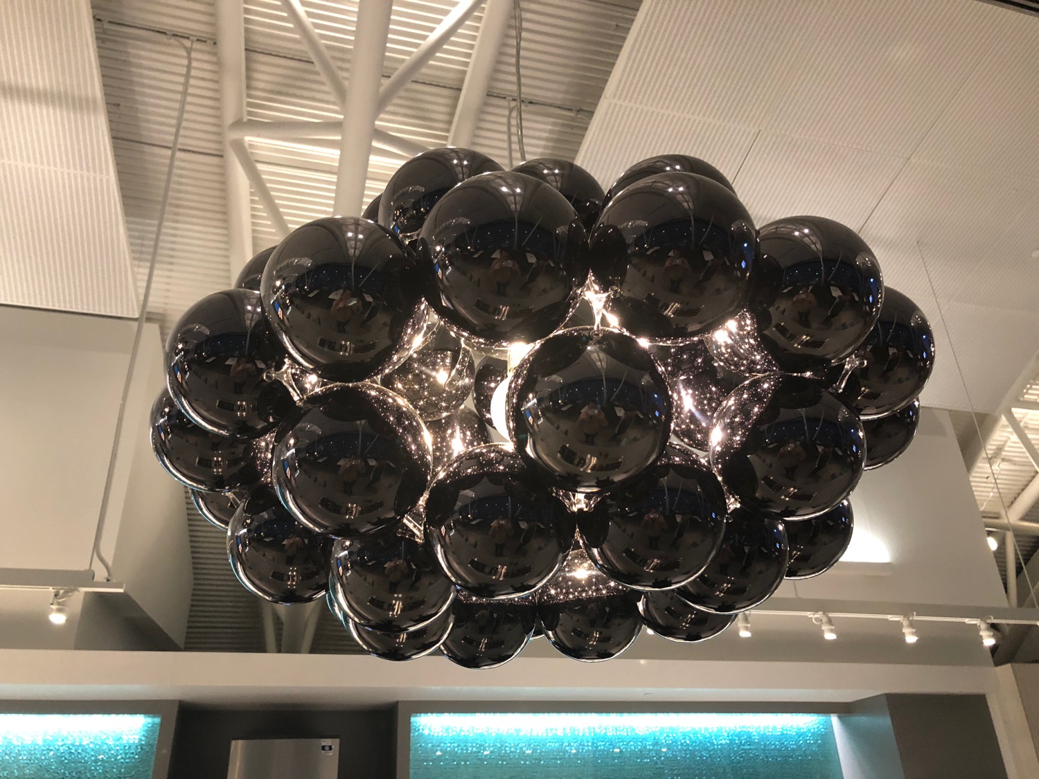 a black and silver chandelier