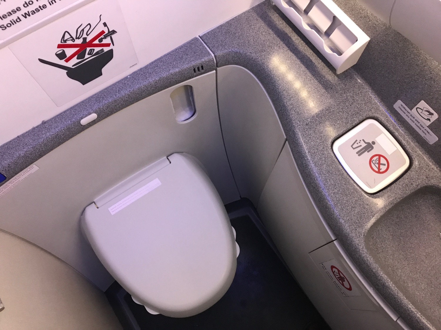 a toilet in a plane