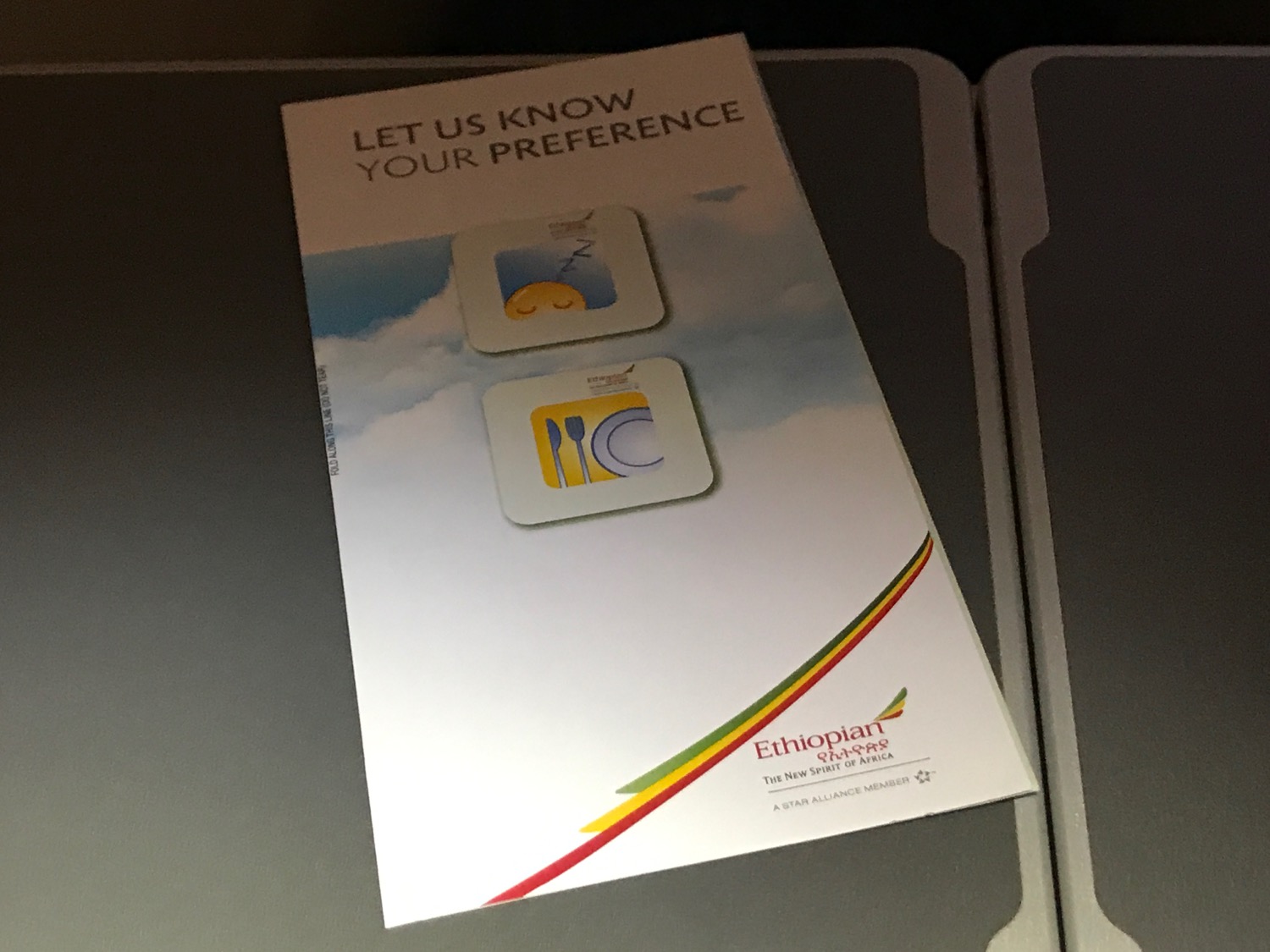 a brochure on a plane