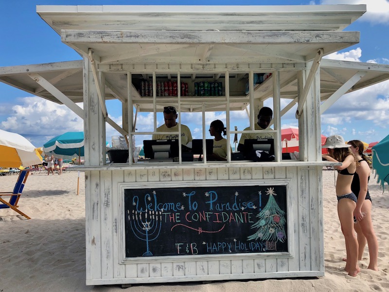 The Confidante's beach services outpost